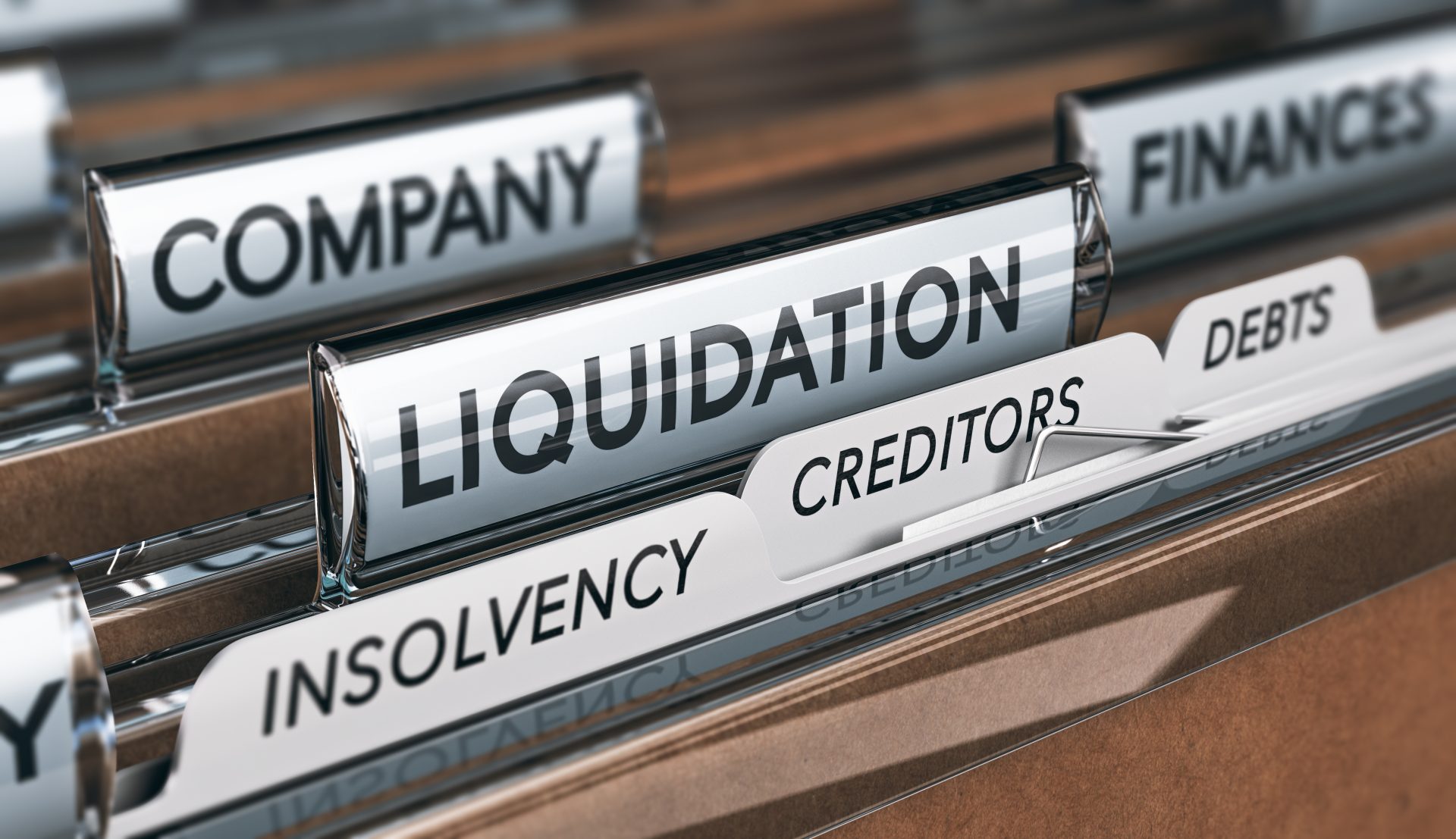 Load of files categorised such as Liquidation, Insolvency, Creditor, Debt, Finances and company